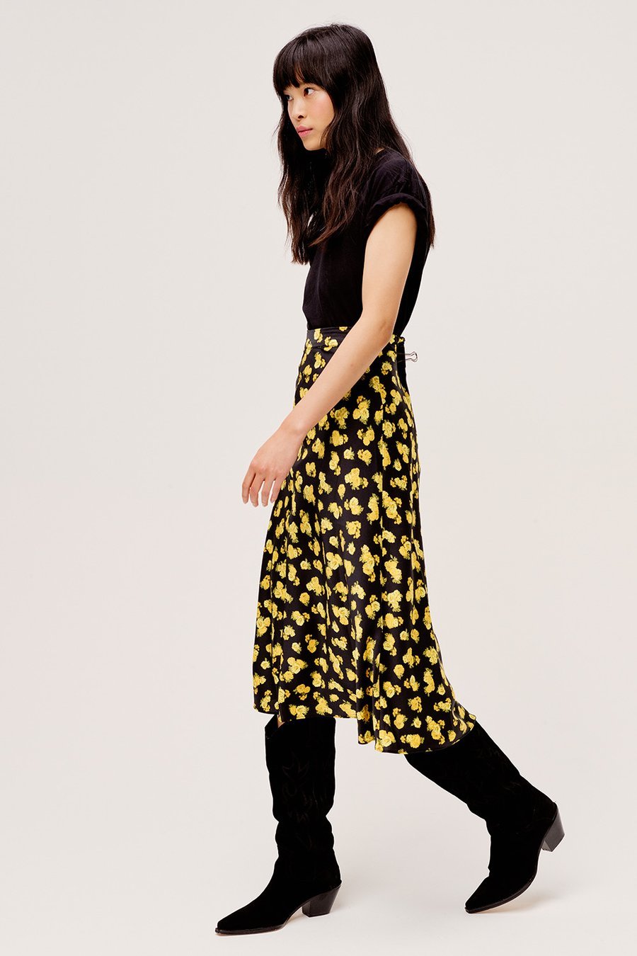 New Stylish Vintage Floral Print A-Line  Dreamy Streetwear Elegant Casual High Waist Midi Skirt Womens