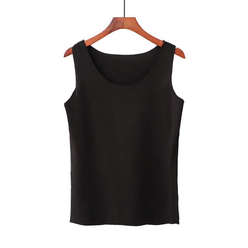 Summer Korean Version Of Thread Cotton Freely Cut Round Neck Vest Female Elastic