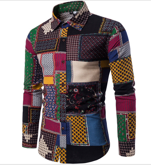 Slim Long Sleeve Floral Shirt Men's Classic Floral Shirt
