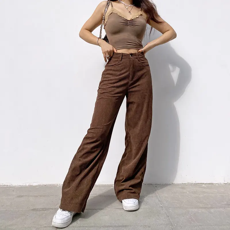 Corduroy Mopping the Floor Drape Wide-Leg Casual Trousers Women's