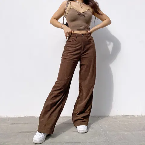 Corduroy Mopping the Floor Drape Wide-Leg Casual Trousers Women's
