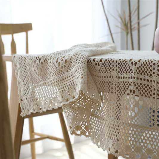 Title 1, Retro Pastoral Cotton Thread Crocheted Tableclo...