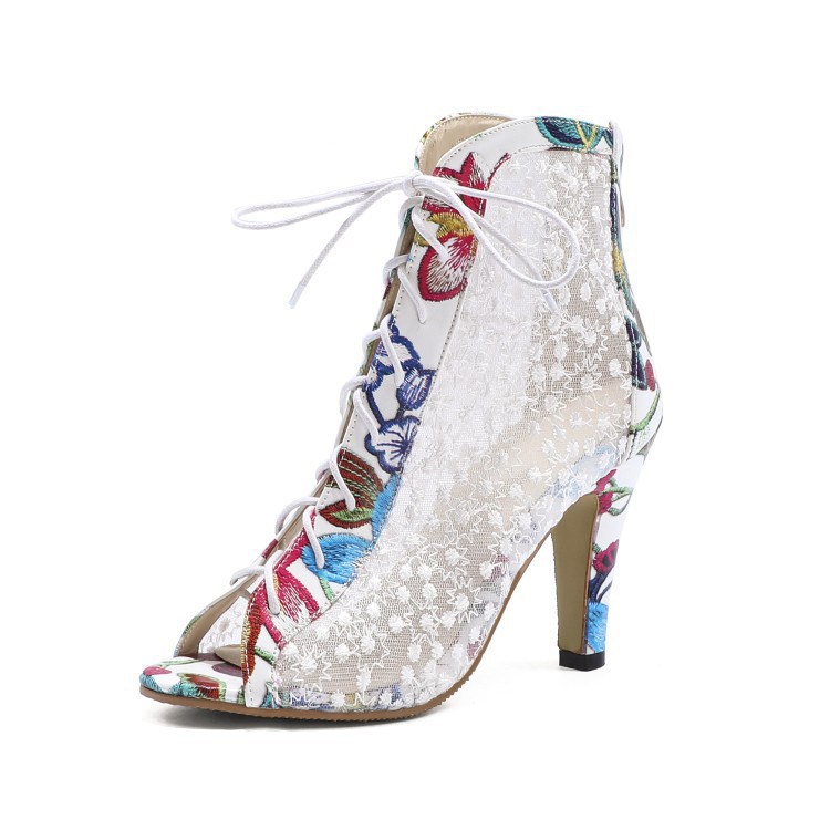 Fashion Fish Mouth Sandals Lace Lace Color Matching Sexy Super High Heel Sandals