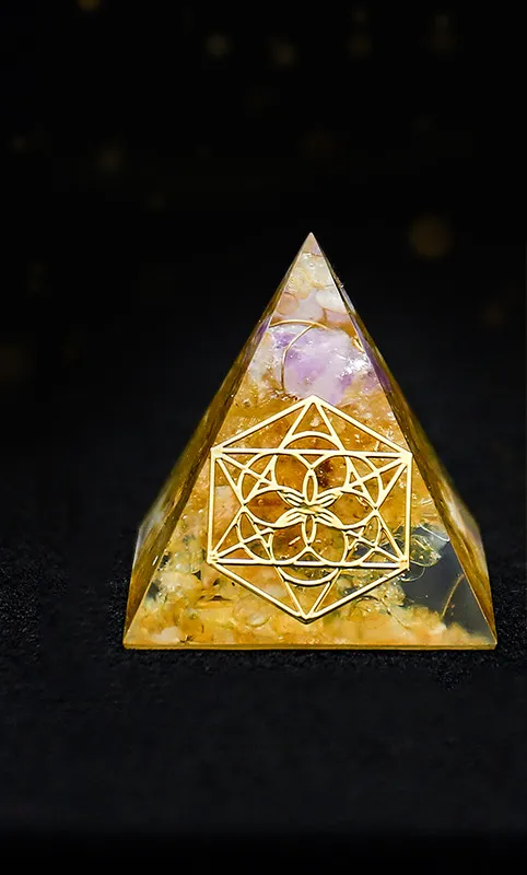 Natural Crystal Pyramid Ornaments Transfer Lucky Spiritual Ogan High Frequency Healing Energy Tower Yellow - Shop at LoveMi