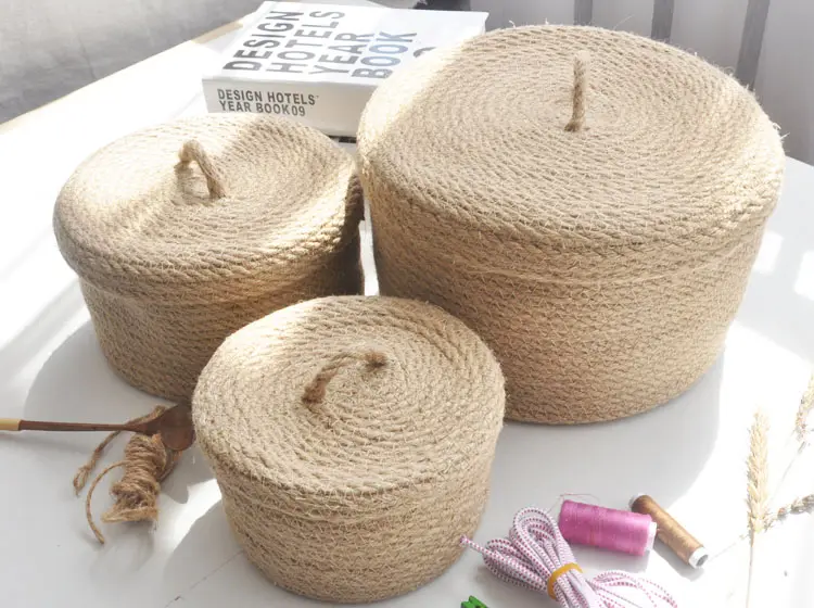 Japanese Style Linen Table Top Sundries Storage