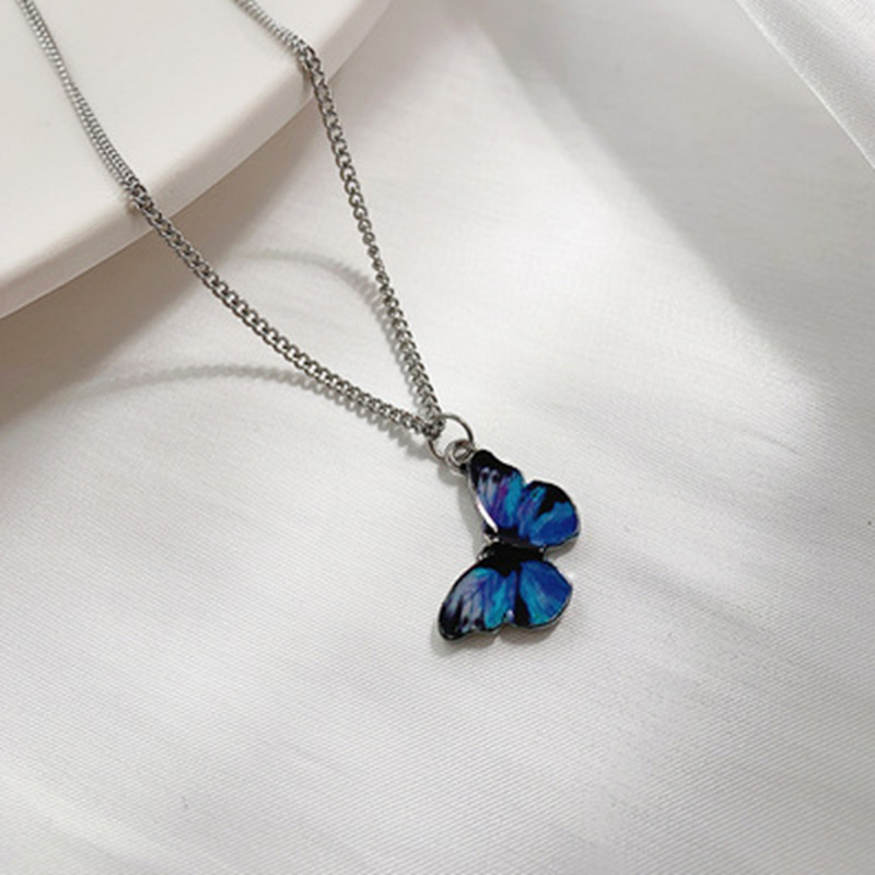 Fantasy Color Butterfly Necklace Female Design Sense Temperament Clavicle Chain