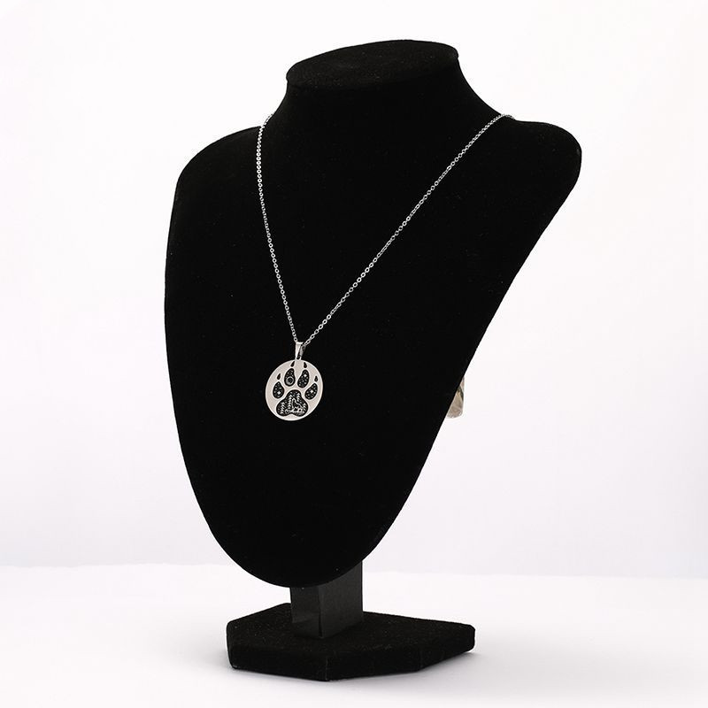 Animal Cat And Dog Foot Pendant Stainless Steel Round Brand Wolf Howling Men's Necklace