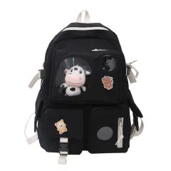 Small Fresh And Cute Student Backpack Soft Girl Schoolbag - Black - View 1