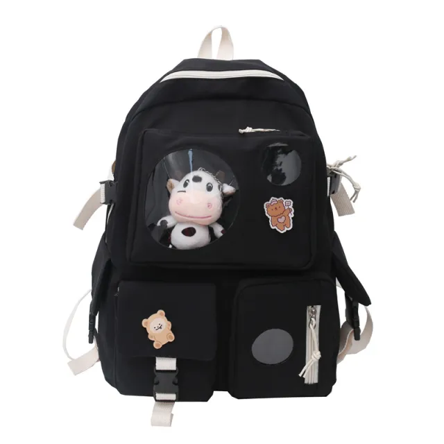Small Fresh And Cute Student Backpack Soft Girl Schoolbag Black - Shop at LoveMi