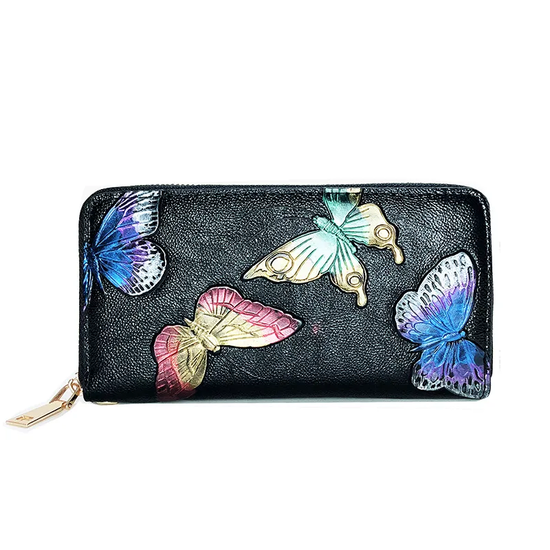 Wallet Women Fashion Embossed Zipper Clutch Bag Ladies Wallet MobilePhone Bag Handbag - Iris