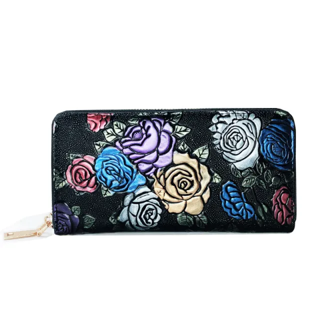 Wallet Women Fashion Embossed Zipper Clutch Bag Ladies Wallet MobilePhone Bag Handbag Rose - Shop at LoveMi
