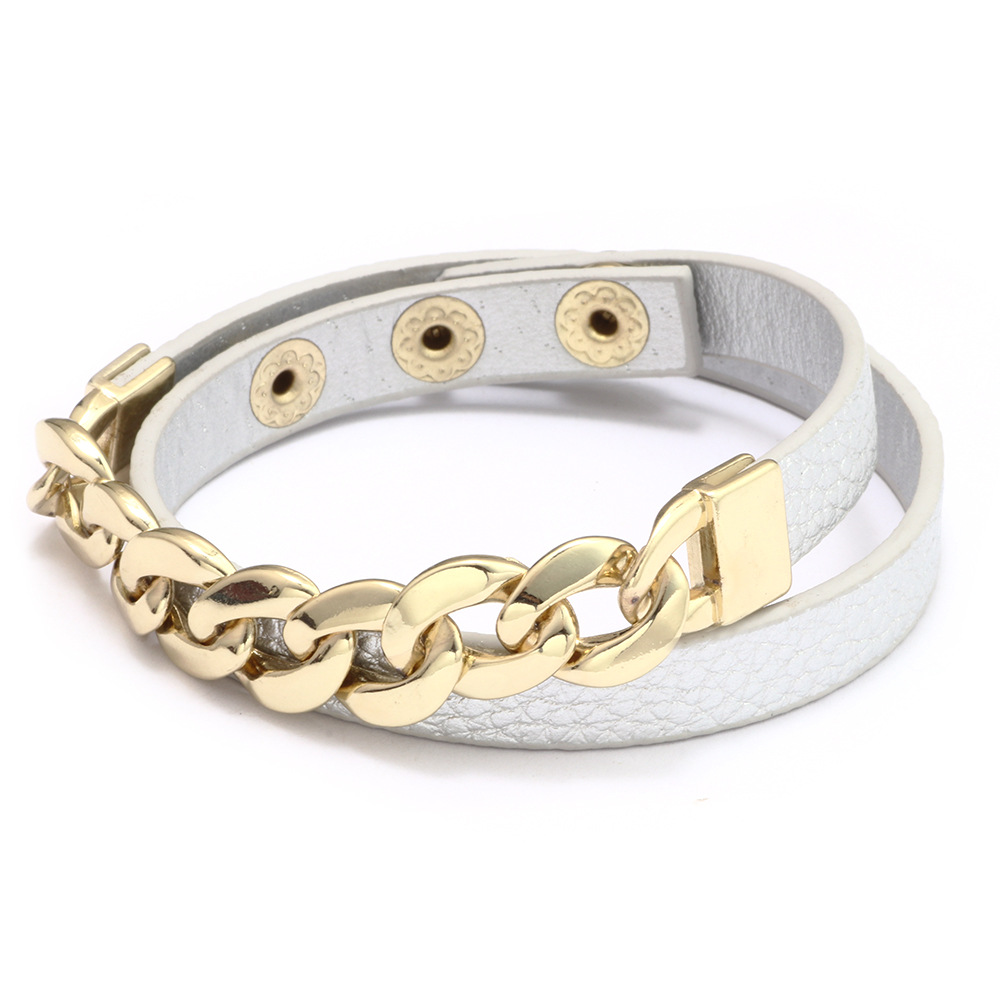 Simple Style Pu Leather Chain Adjustable Student Bracelet Multi-Color Optional