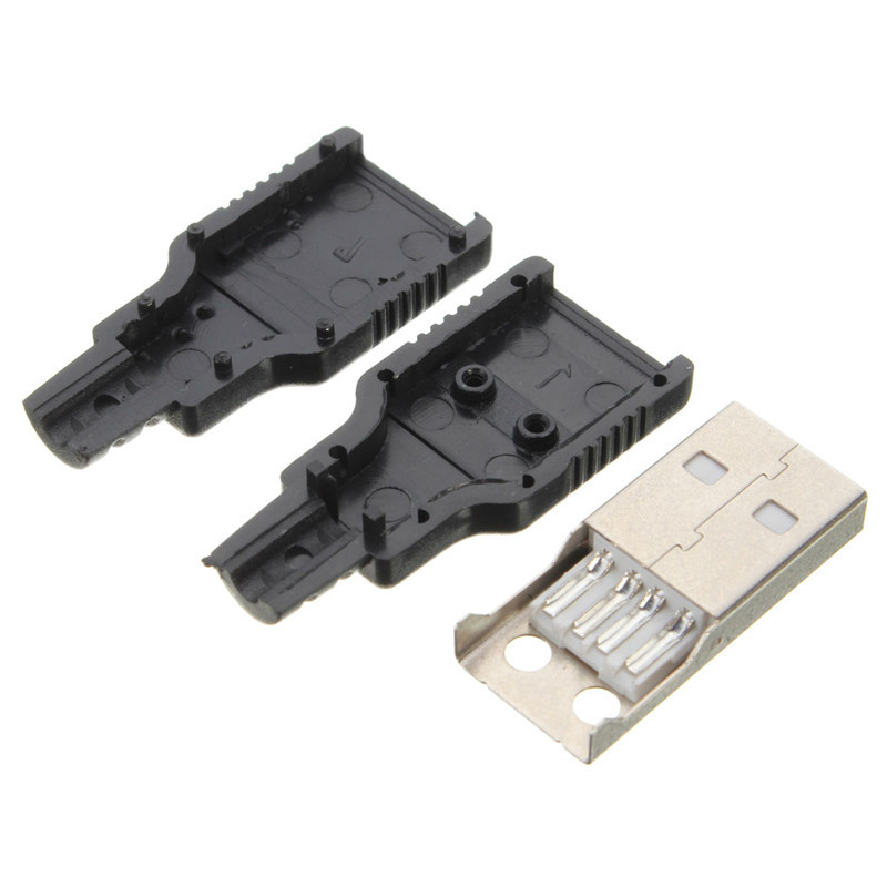 Type A Male USB 4 Pin Plug Socket Connector With Black Plastic Cover black DIY USB - Image 3