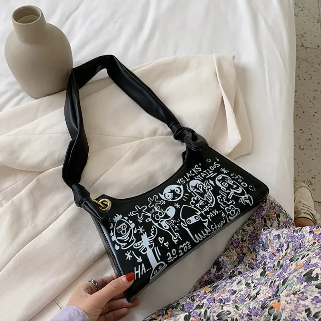 Shoulder Bag Summer all match Texture Underarm Bag Black - Shop at LoveMi