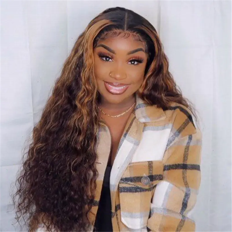 Women's Wig High Temperature Silk Wigs Brown Gradient Highlighting