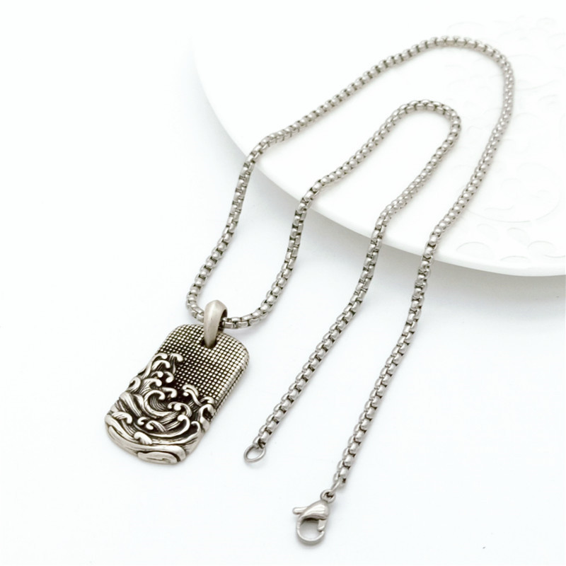 Square Titanium Steel Pendant Necklace