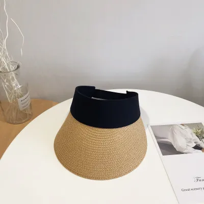 Leisure Big Eaves Sunshade Outdoor Sunscreen Empty Top Hat Cap Woven Straw Hat Khaki - Shop at LoveMi