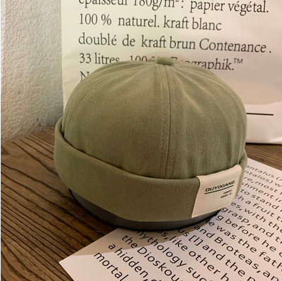 Japanese Letter Label Melon Leather Cap