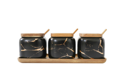 Nordic Matte Marbled Ceramic Seasoning Can