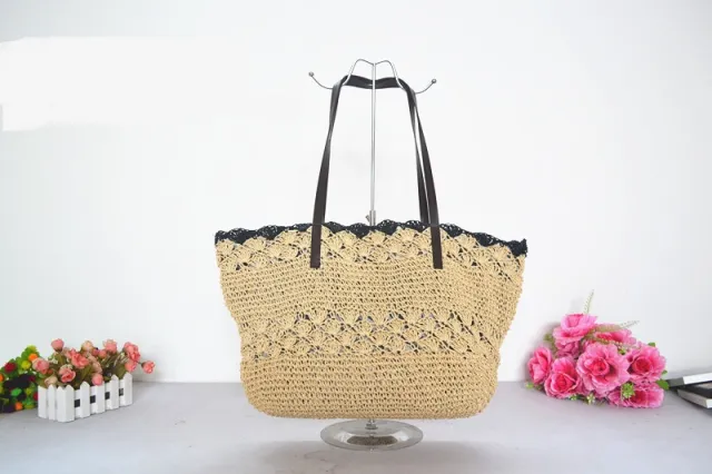 Soft Thin Paper Rope Crochet Straw Bag Khaki - Shop at LoveMi