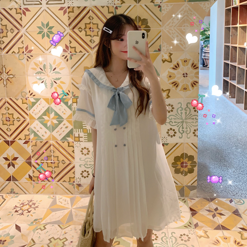 French Retro Niche Platycodon Grandiflorum First Love White Doll Collar Dress Fairy Super Fairy Forest Sweet