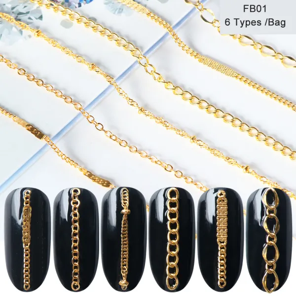 Hot Nail Art Jewelry Ins Popular Gold And Silver Alloy Metal Chain Nail Decoration - Shop at LoveMi