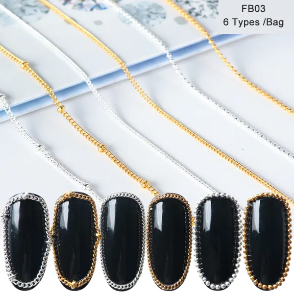 Hot Nail Art Jewelry Ins Popular Gold And Silver Alloy Metal Chain Nail Decoration - Shop at LoveMi