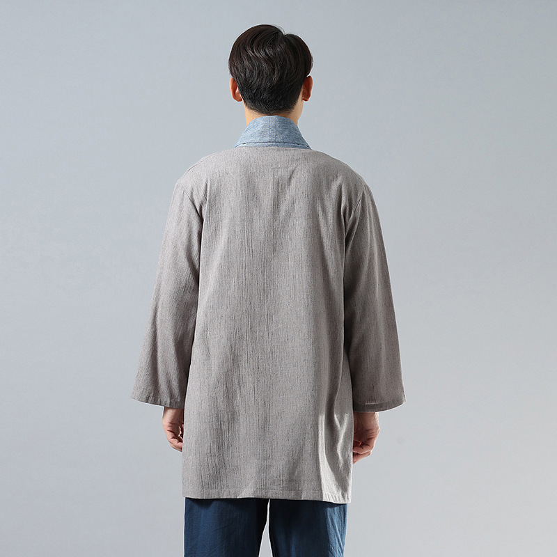 هانفو بأكمام طويلة مع ياقة وتصميم متناسق الألوان