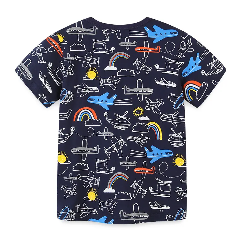 Summer Boys Round Neck Print Children's T-shirt Knitted Cotton