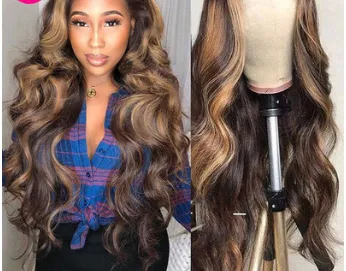 Real Human Hair Hood Bleaching And Dyeing Gradient Color Wavy Curly Hair Brown - Shop at LoveMi