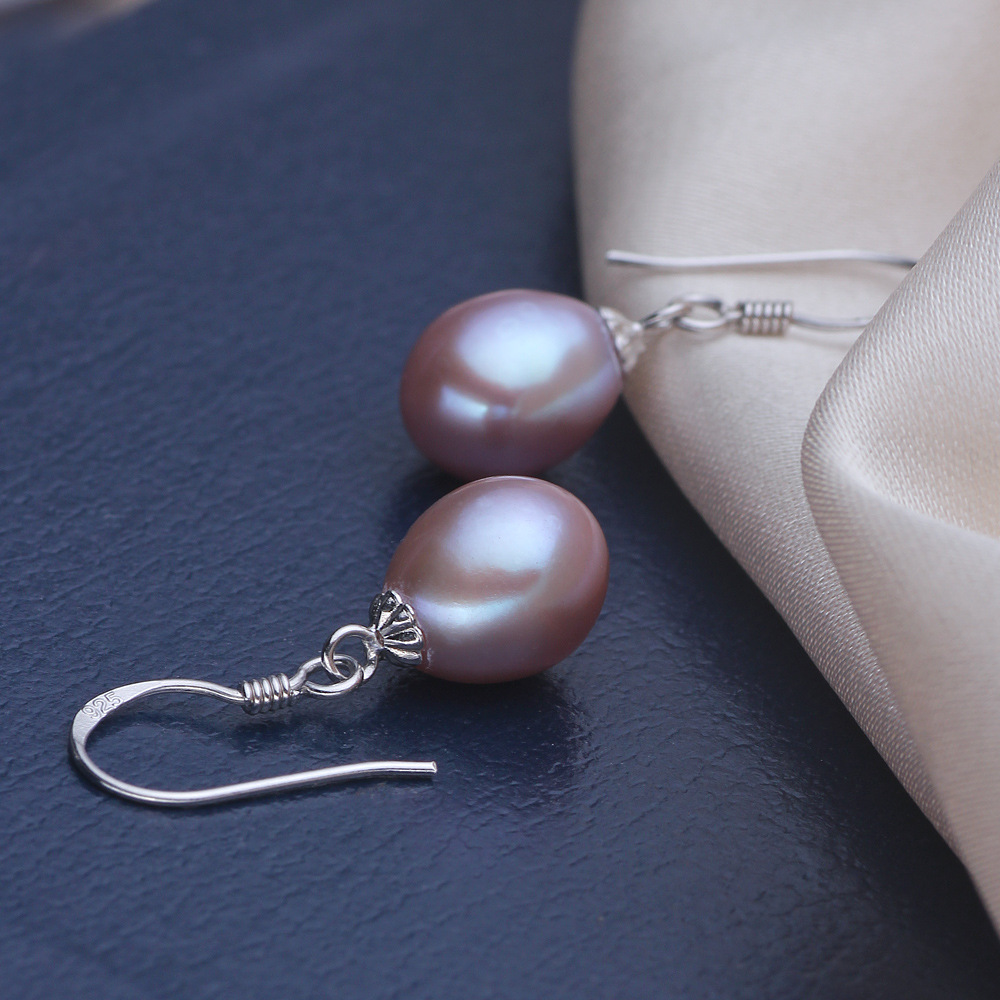 Freshwater Pearl Drop-shaped Earrings Wth White Fungus Hook