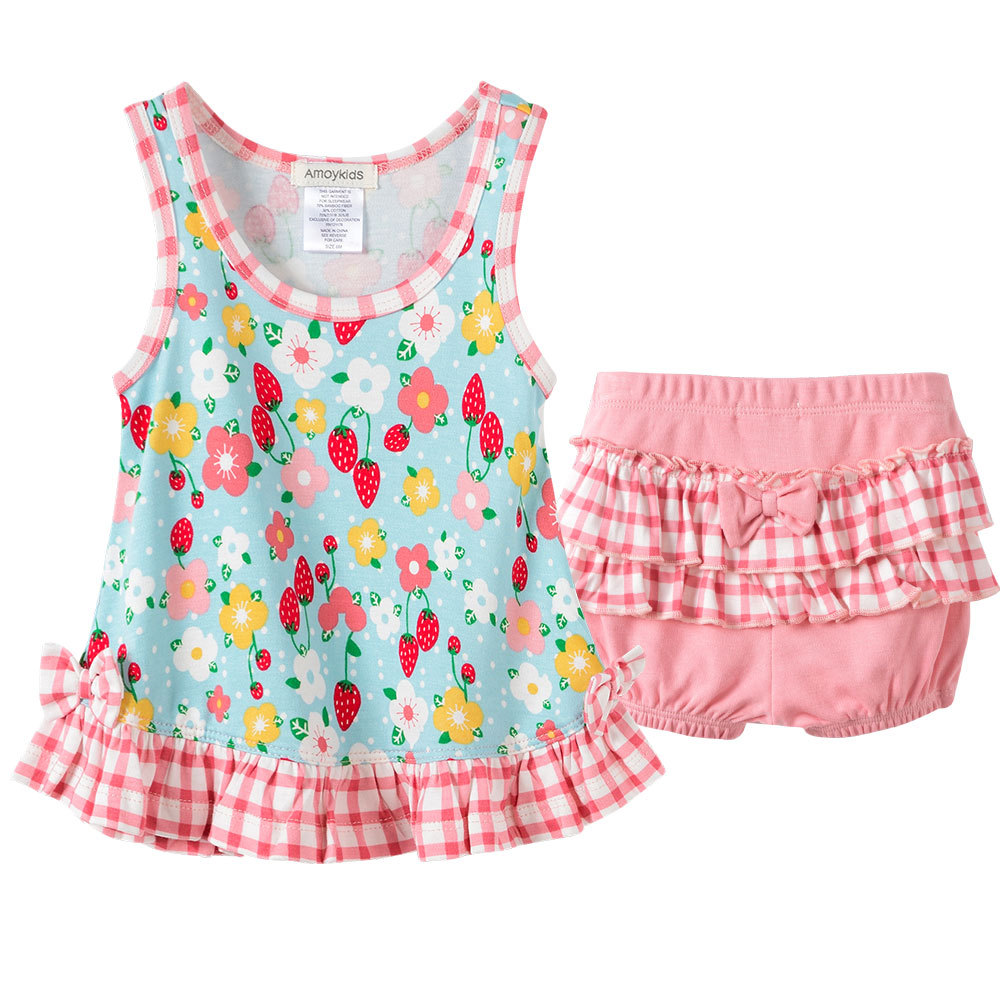 Breathable Girls' Suit Summer Sleeveless Flower Dress