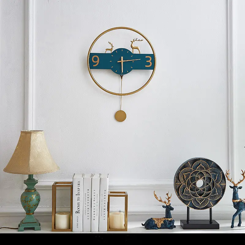 Creative Brass Wall Clock for Bedroom Guest Room Without