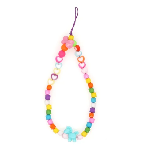 Mobile Phone Chain Candy Color Love Acrylic Beads Short Mobile Phone Lanyard Women