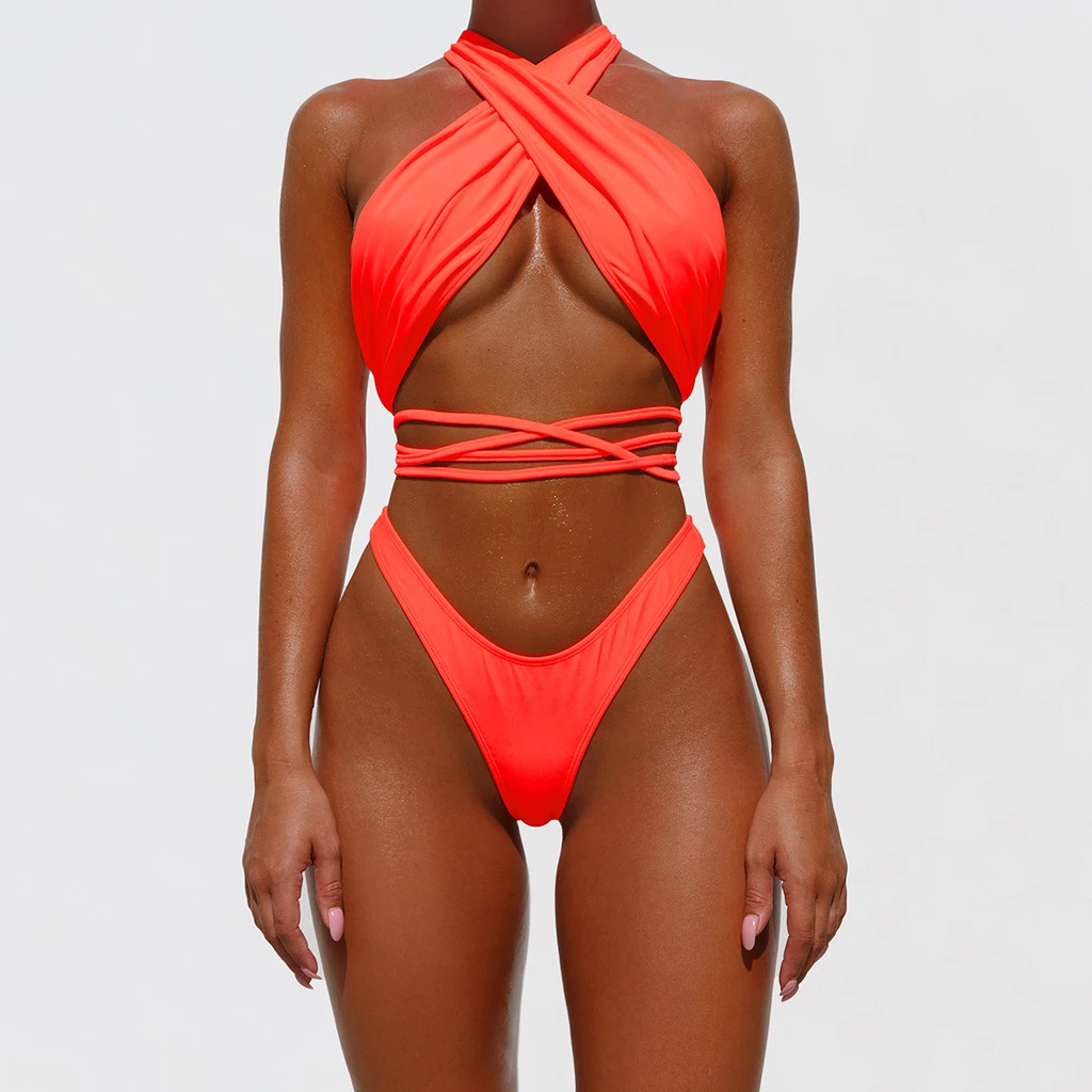 Title 5, Sexy Strappy Bikini Bright Color Ladies Swimsuit