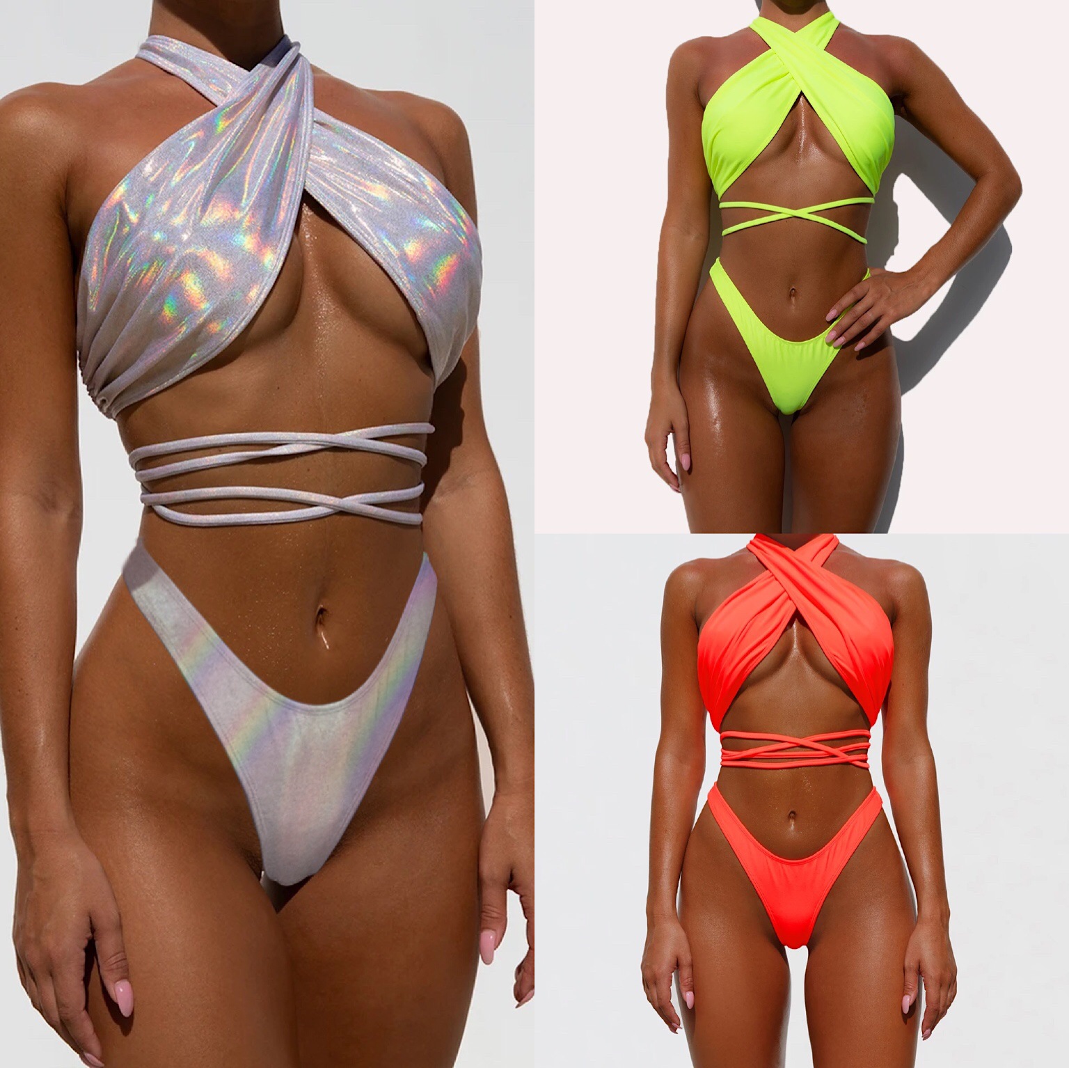 Title 6, Sexy Strappy Bikini Bright Color Ladies Swimsuit