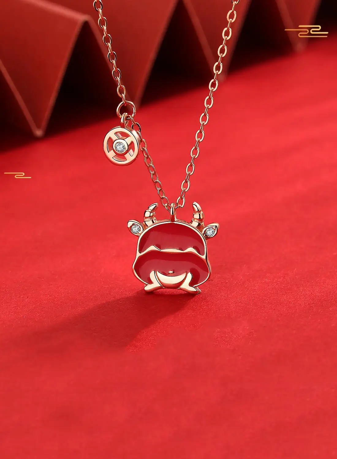 Cattle Pendant Necklace S925 Sterling Silver Temperature Change Chain Zodiac for Women Wedding Party Accessories Gifts
