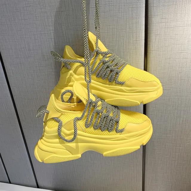Hip Hop Hip Hop Platform Running Sneakers Yellow - Shop at LoveMi