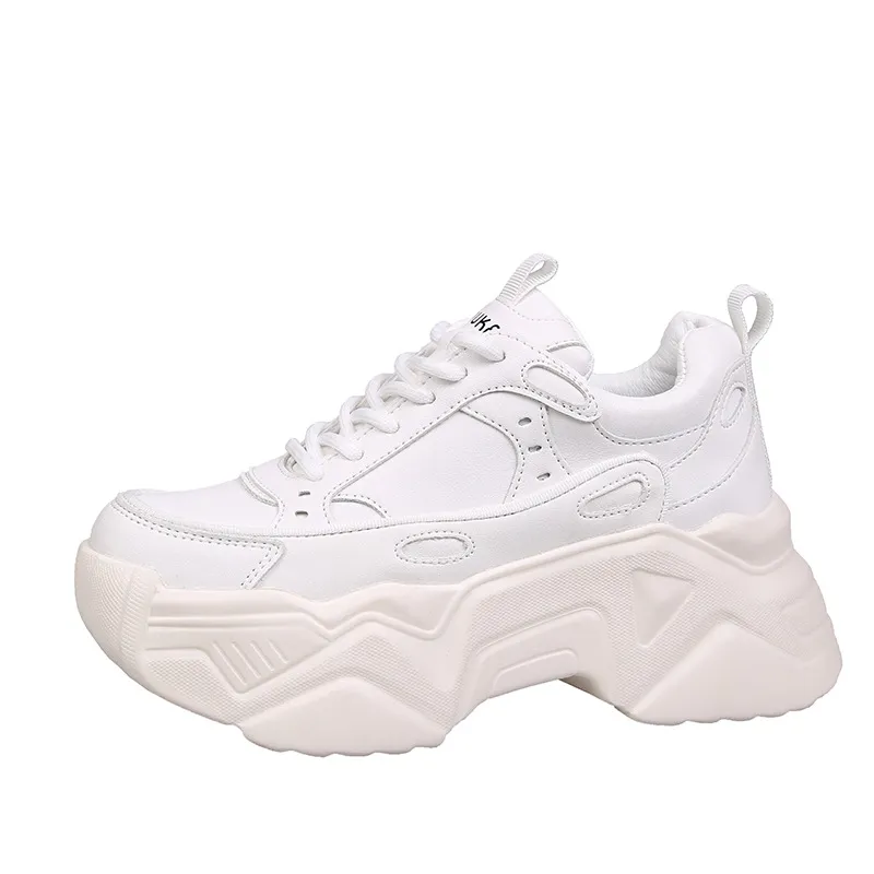 Trifle Thick-Soled Daddy Shoes All-Match Autumn Leisure Sports Single Shoes Women'S Trend - White