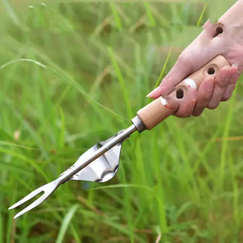 Stainless Steel Root Tool Gardening Puller Weeding Fork