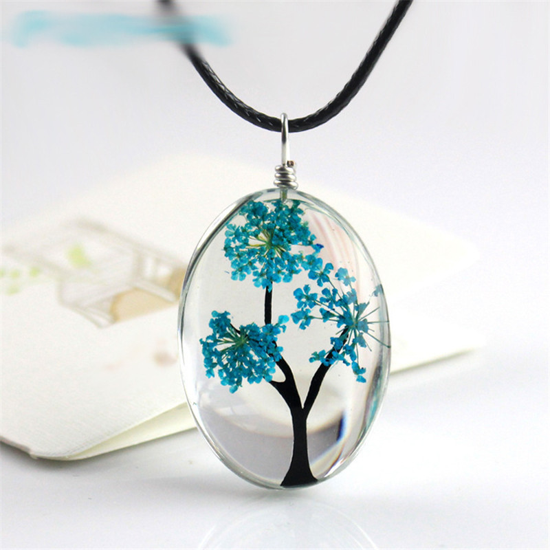 Gypsophila Tree Of Life Necklace Time Gem DIY Glass Jewelry