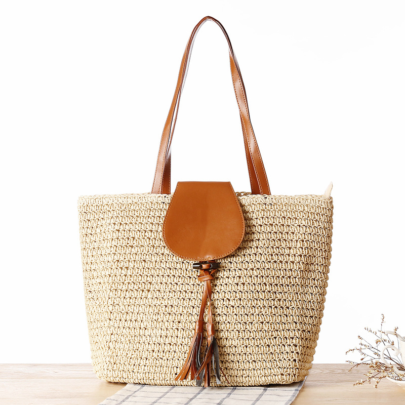 Ladies Fashion Casual One-Shoulder Straw Bag