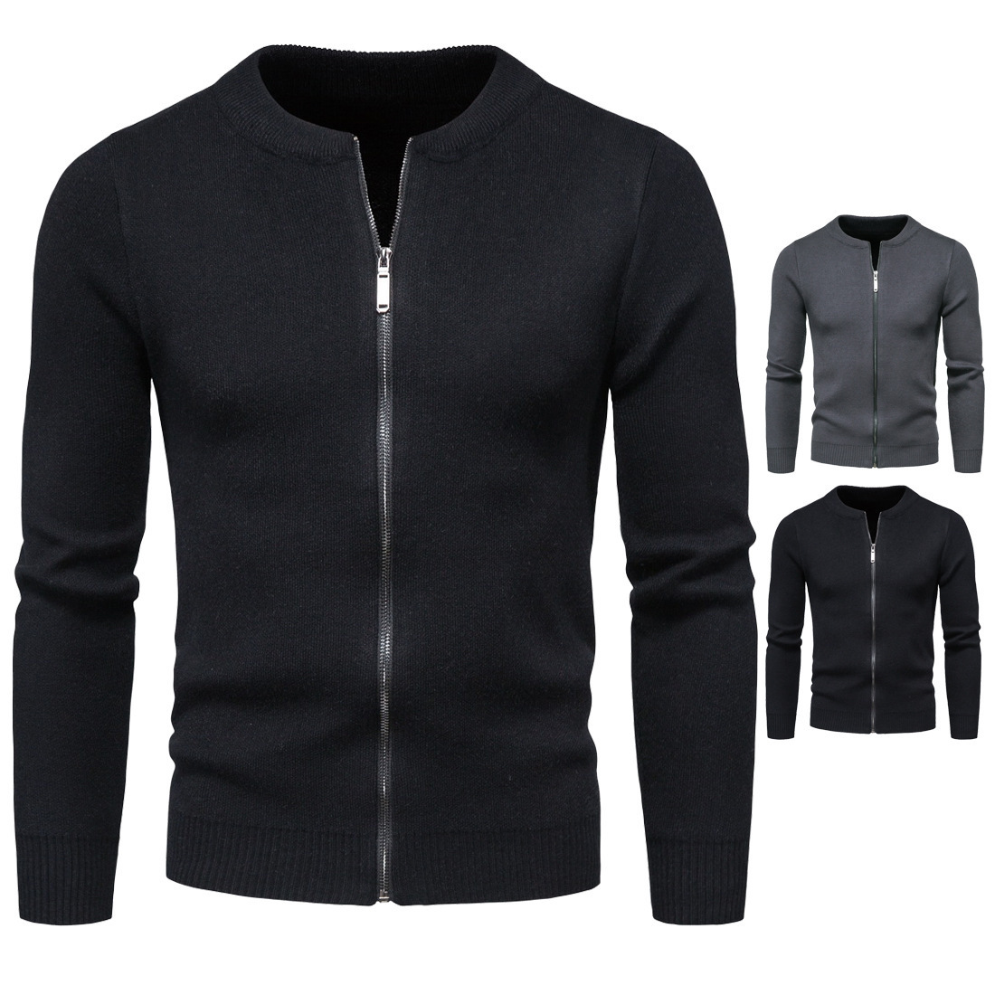 Title 2, Herren Strickjacke Mode einfarbig Cardigan Stri...