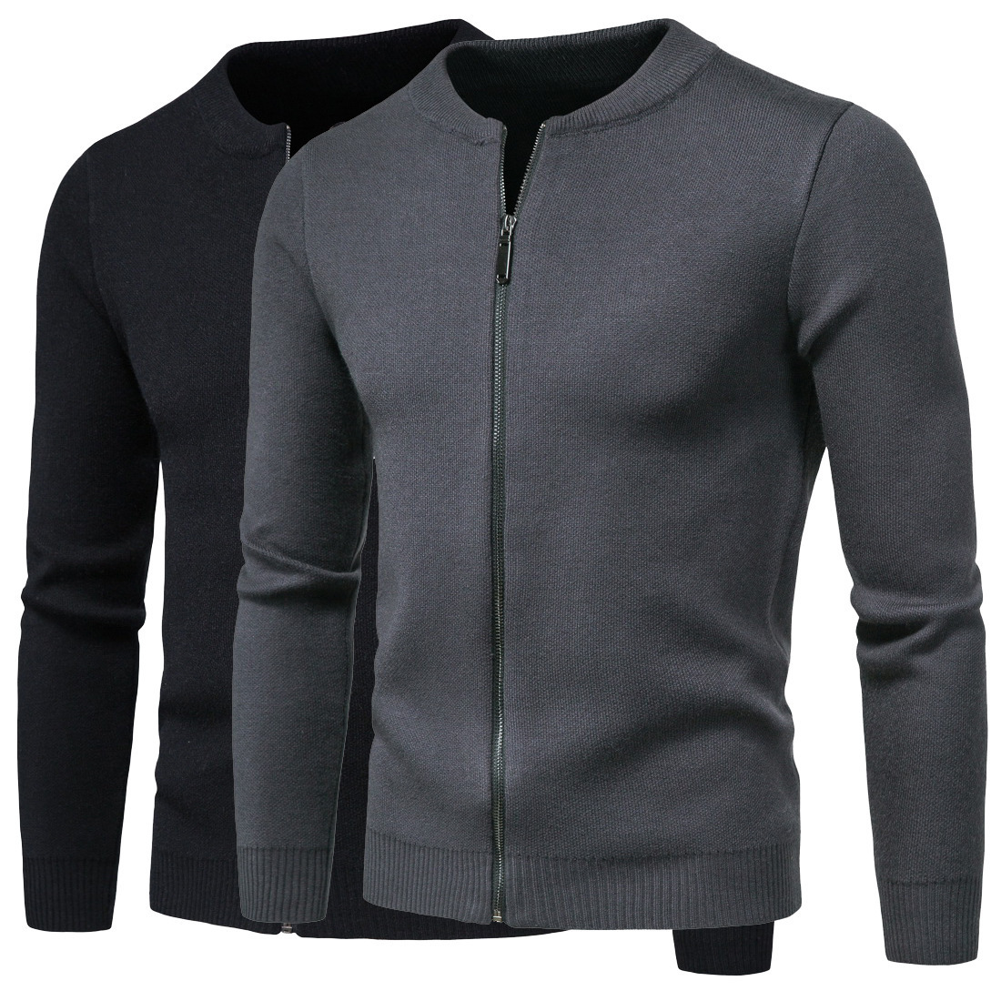 Title 5, Herren Strickjacke Mode einfarbig Cardigan Stri...