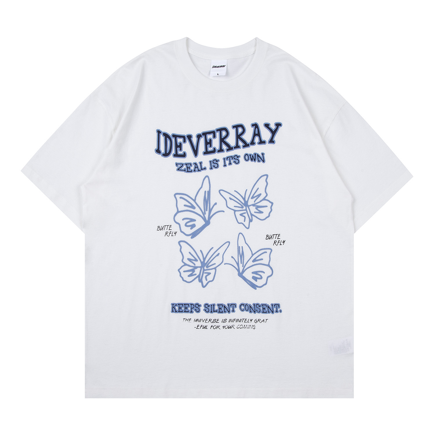 تيشيرت رجالي كبير الحجم بتصميم بسيط وطباعة حروف الفراشة للأزواج