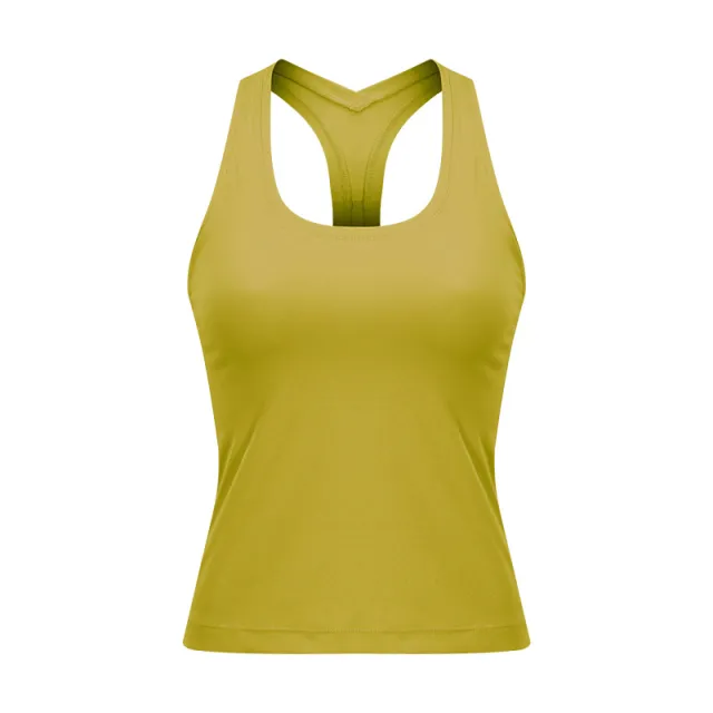 Women's Simple Tight Fitting Yoga Vest Turmeric 4 - Shop at LoveMi
