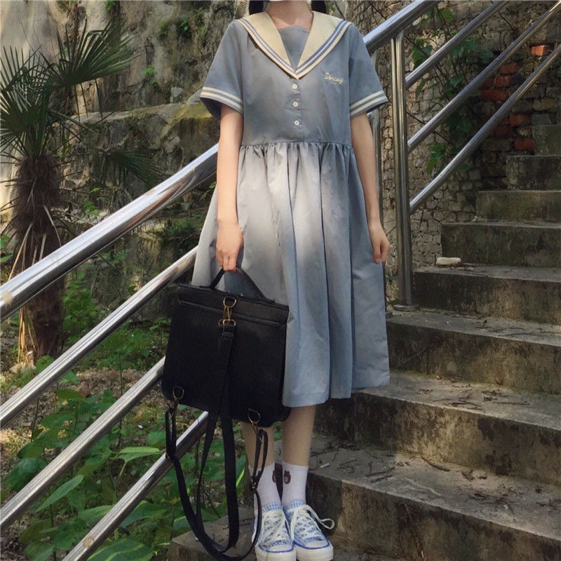 Fashion Loose Navy Collar Dress