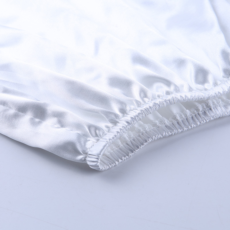 Lantern Sleeve Sexy High-Neck Satin Crop Top Ladies High-Neck T-Shirt