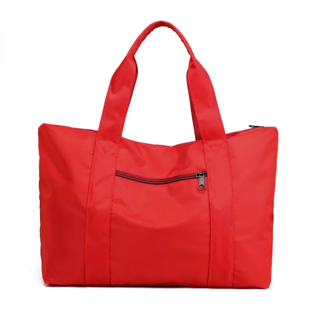 New Nylon Cloth Men's And Women's Portable Large Capacity Backpack Travel Bag One Shoulder Portable Newspaper Luggage Bag Storage Bag Red - Shop at LoveMi