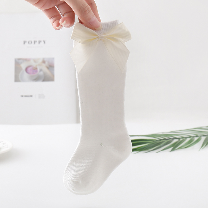 Children'S Tube Socks Pure Cotton White Socks Baby Bow Half Length Socks Medium Thickness